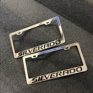 Chevy Chevrolet Silverado License Plate Frame Chrome Silver